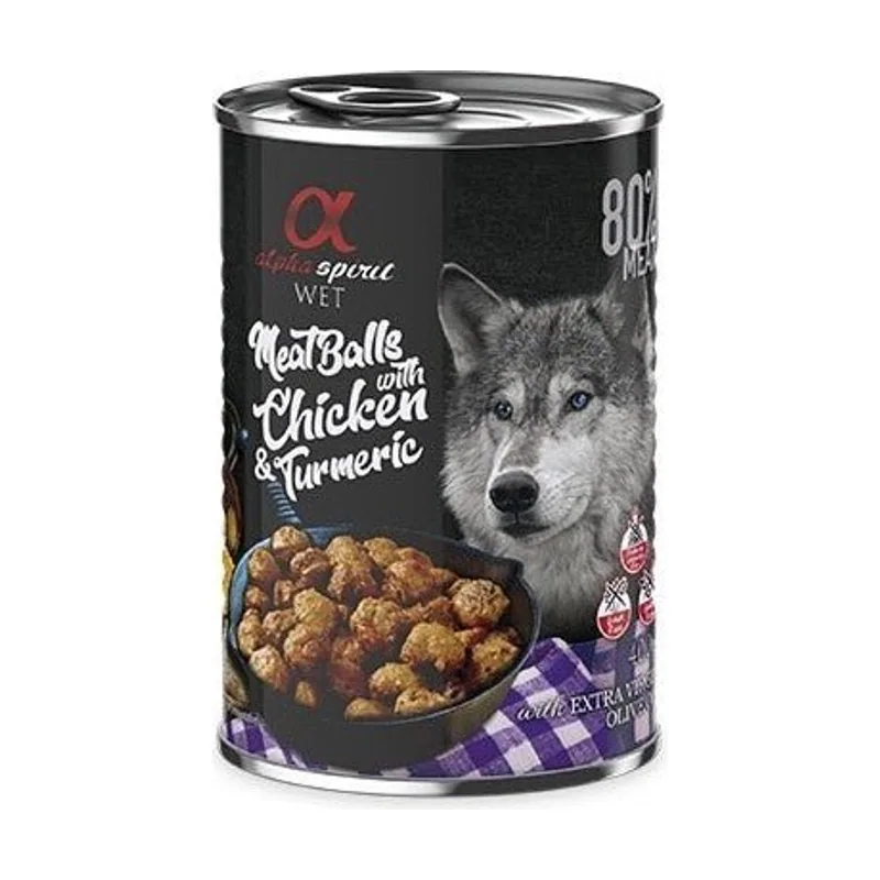 Alpha Spirit Albóndigas Pollo Cúrcuma Comida Húmeda 400g
