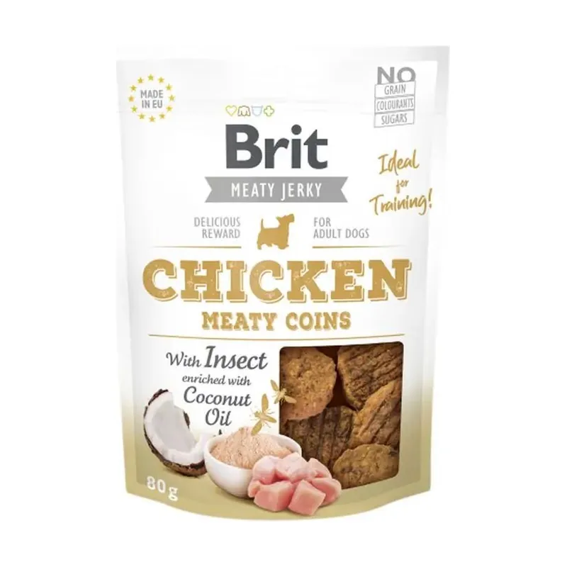 Brit Jerky Snack con Monedas de Pollo e Insectos 80g