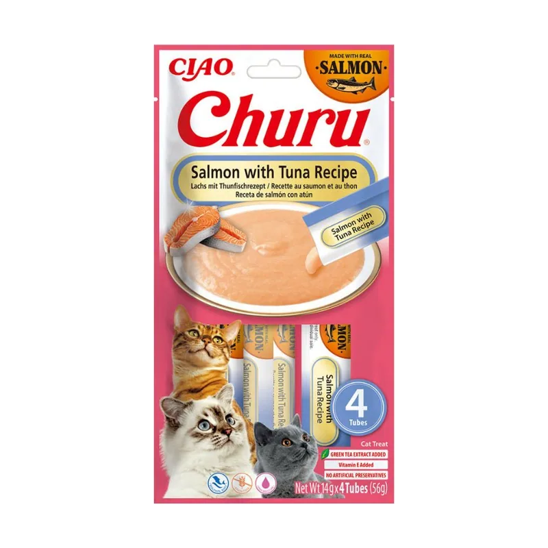 Churu Salmón con Atún Snack Cremoso para Gatos 12