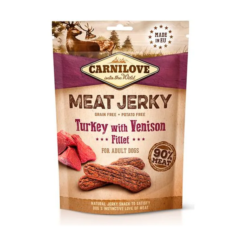 Carnilove Jerky Filetes de Venado y Pavo Comida para perros 12 bolsitas