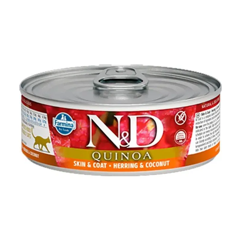 Farmina ND Quinoa Skin Coat Arenque Latas Húmedo 80gr