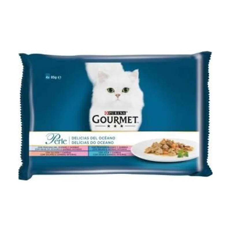 Purina Gourmet Perle Delicias Pescado Océano Alimento Húmedo 12 cajas de 4 sobres