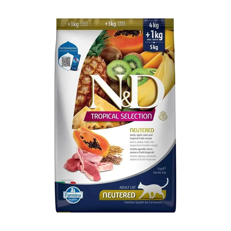 Farmina N&D Tropical Cordero Alimento Seco Gato Adulto 5Kg