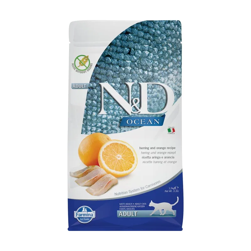 Farmina N&D Ocean Arenque y Naranja Alimento Seco para Gatos 5Kg