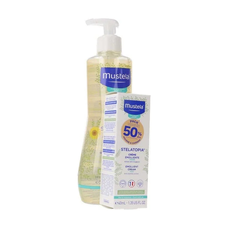 Mustela Pack Stelatopia Aceite de Baño 500ml + Crema Facial Emoliente 40ml