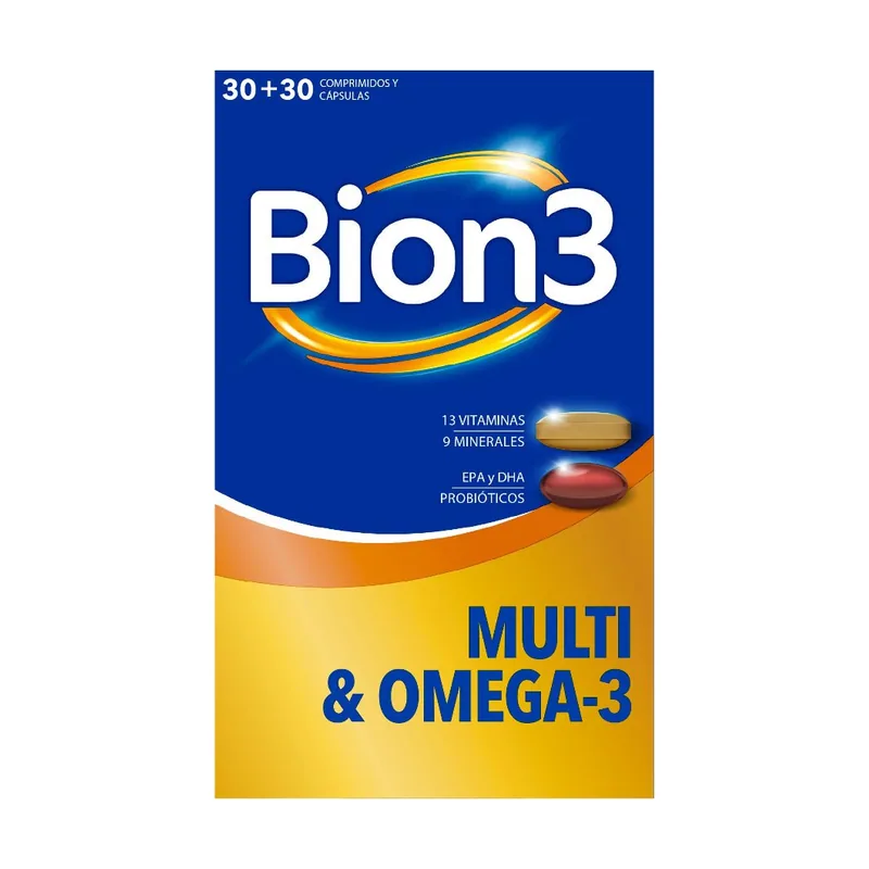 Bion3 Multi & Omega-3 Suplemento Multivitamínico 30 + 30 Cápsulas