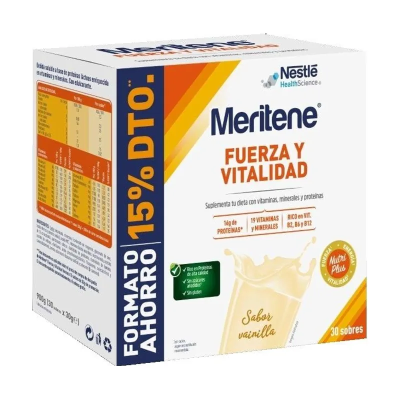 Meritene Fuerza y Vitalidad Vainilla Batido 30 sobres