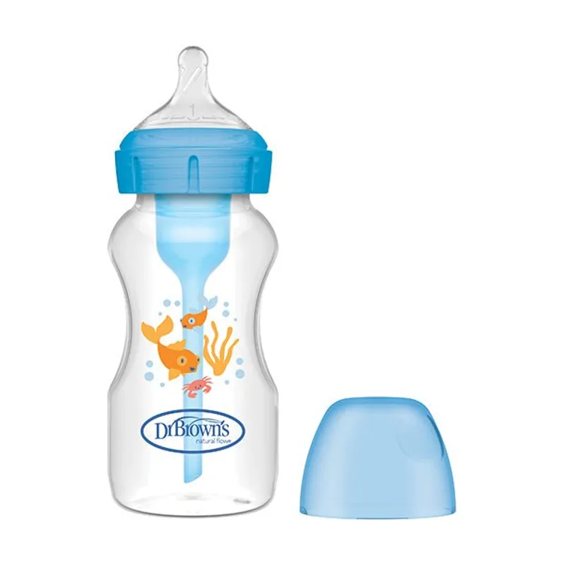 Dr. Brown's Biberón Anticólico Boca Ancha Options+ Azul +0 meses 270ml