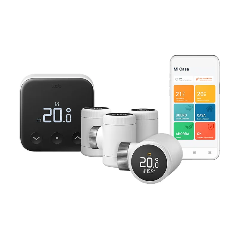 tado Termostato Kit de inicio inteligente X cableado + 4 Cabezales termostáticos inteligentes X