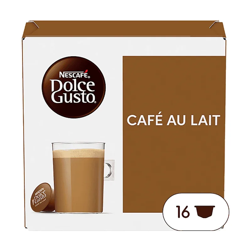 Dolce Gusto Cápsulas monodosis Café con leche,Pack de 16 cápsulas para tazas