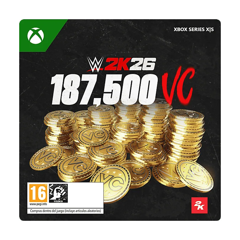 Microsoft Xbox Series X S Pack de 187.500 Monedas Virtuales WWE 2K26 Código descarga *Juego base se vende por separado