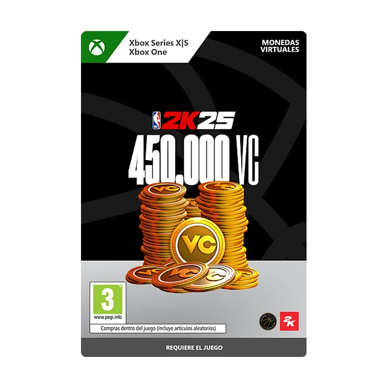 Microsoft Xbox Series X S & One NBA 2K25. Pack de 450 000 VC Código descarga
