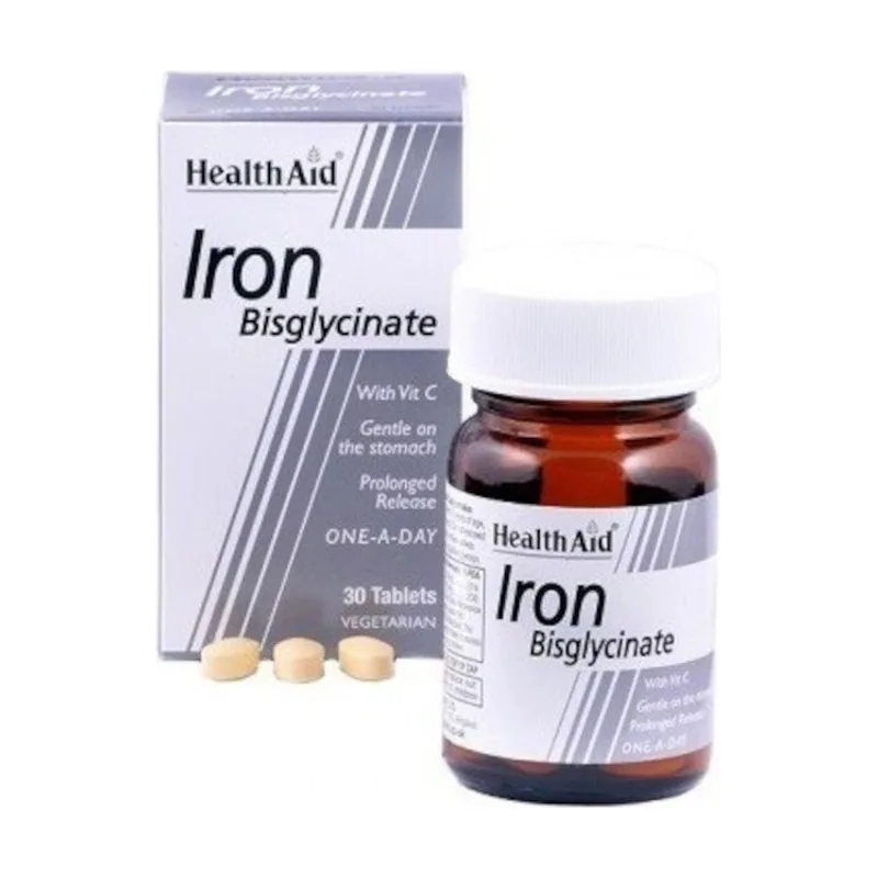 Health Aid Hierro Iron Bisglicinato + Vitamina C 30 mg 90 Comprimidos