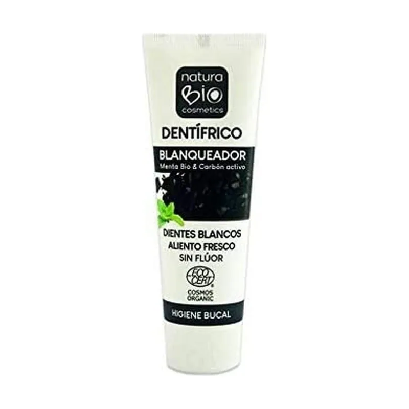 Naturabio Dentífrico Blanqueador Menta Bio & Carbón Activo 75ml