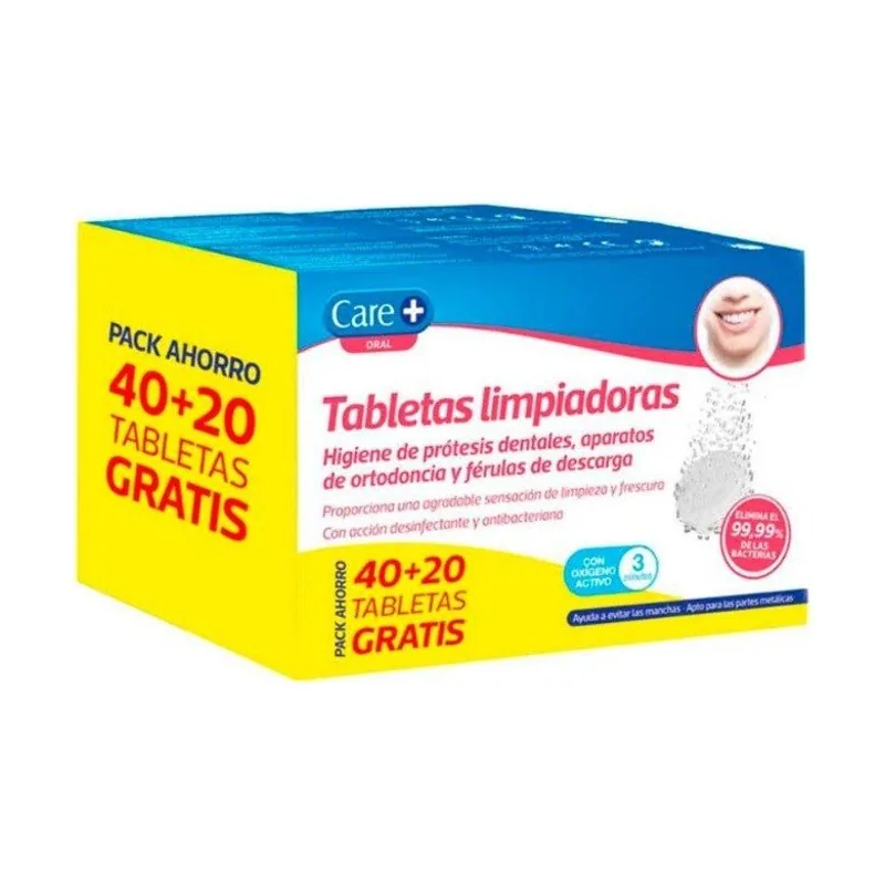 Careplus CARE+ Pack Tabletas Limpiadoras Prótesis Dentales 40+20uds