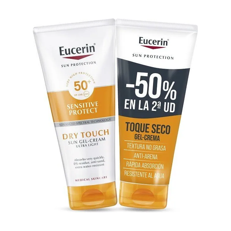 Eucerin Protector Solar Sensitive Protect Gel-Crema Ultraligera Toque Seco SPF50+ DUPLO 2x200ml