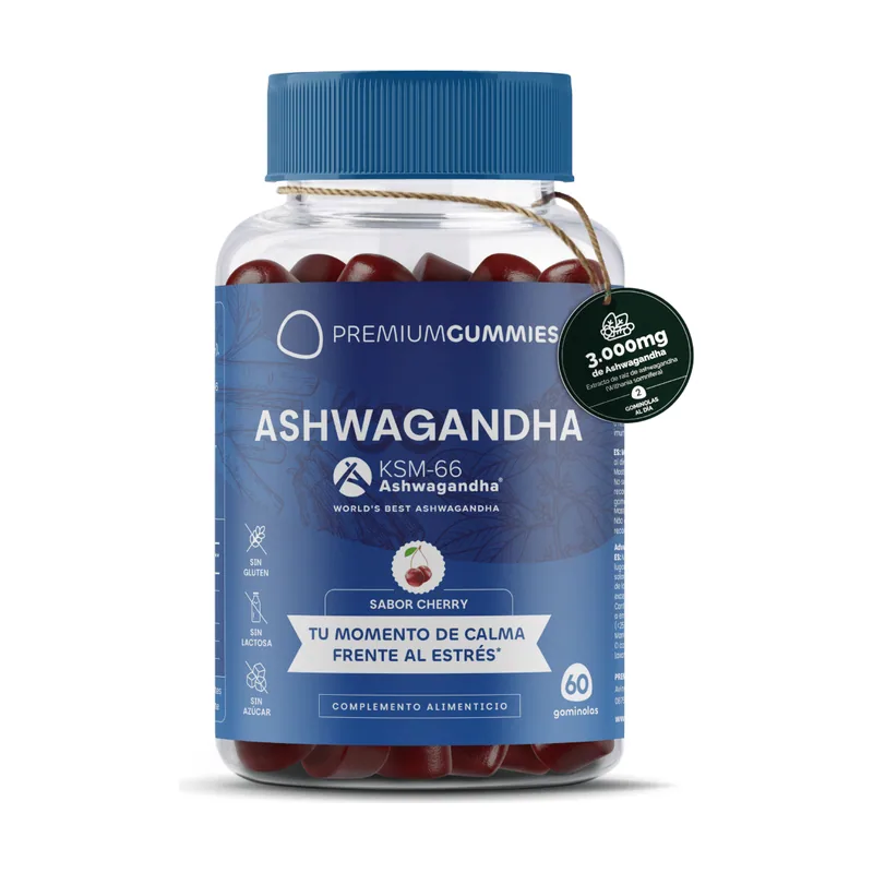 Premium Gummies Ashwagandha KSM-66 Suplemento Antiestrés 60 Gominolas
