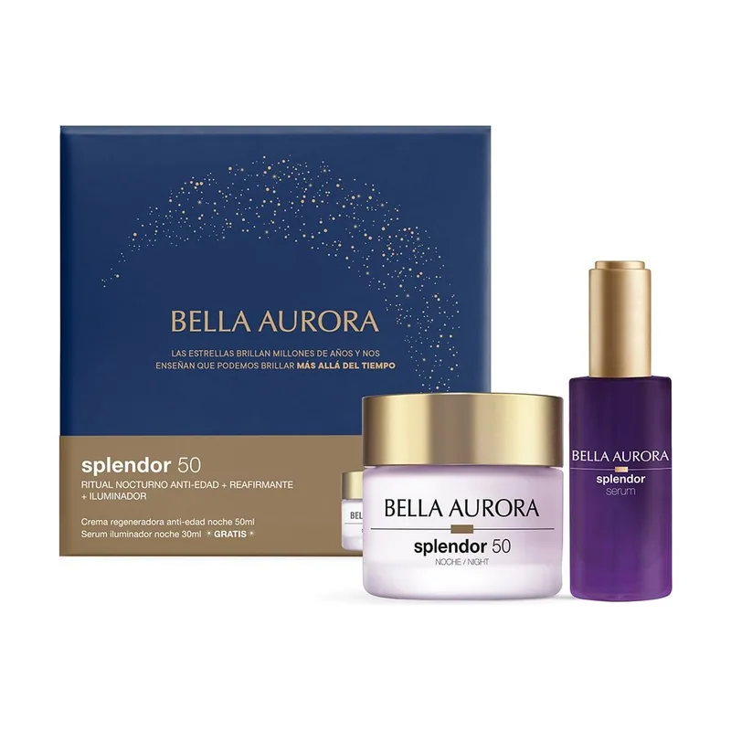 Bella Aurora Estuche Regalo Splendor Crema Antiedad Noche + Sérum Iluminador Nocturno 1x50ml+1x30ml