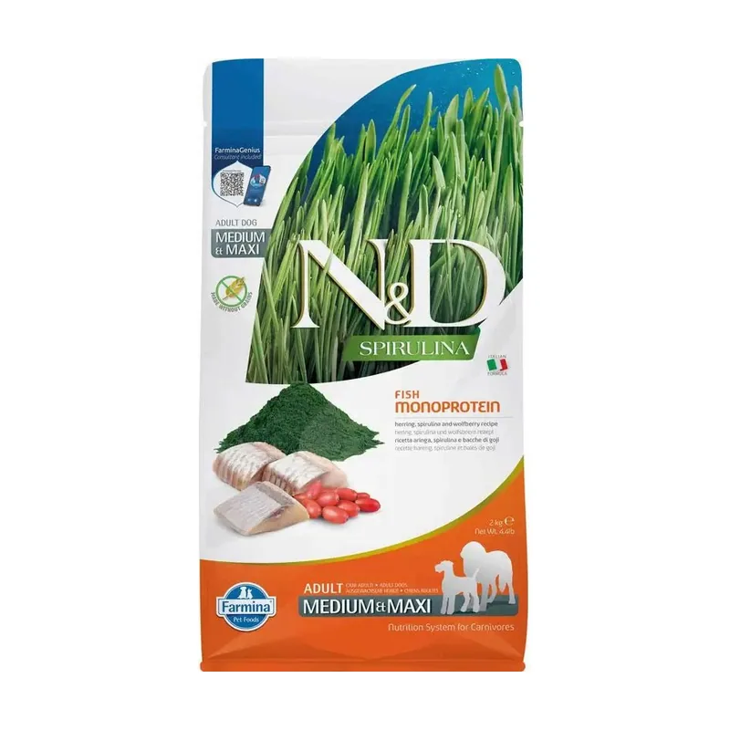 Farmina N&D Dog Spirulina Medium Maxi Arenque 2Kg