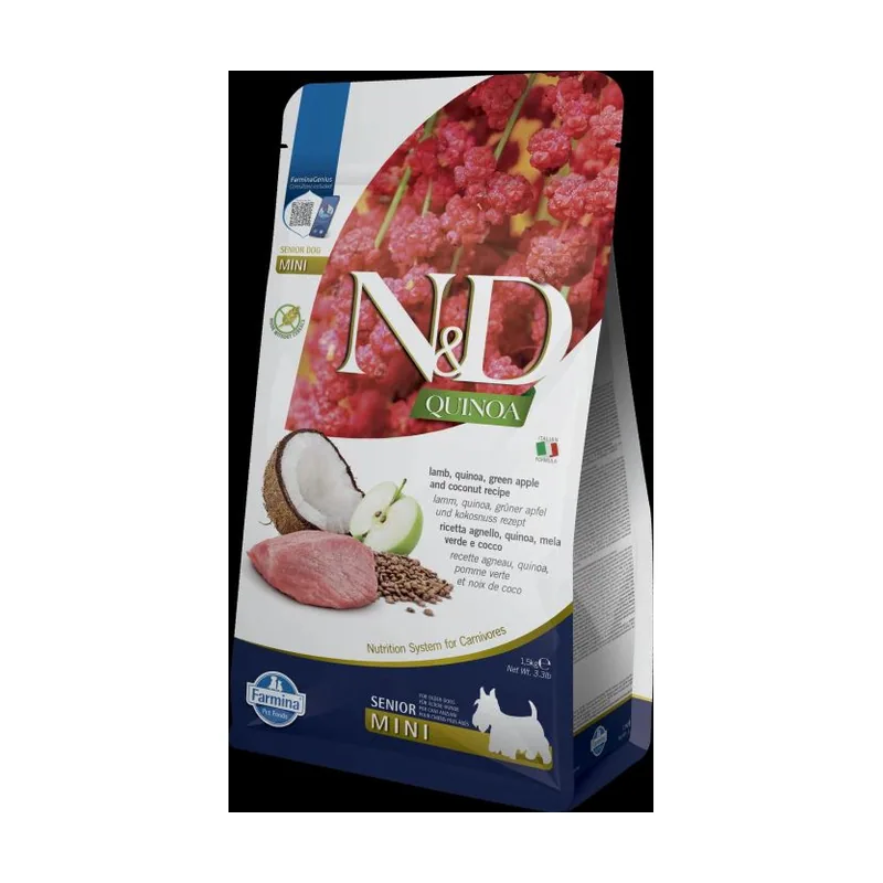 Farmina N&D Quinoa Senior Cordero Mini Pienso Seco 1,5Kg