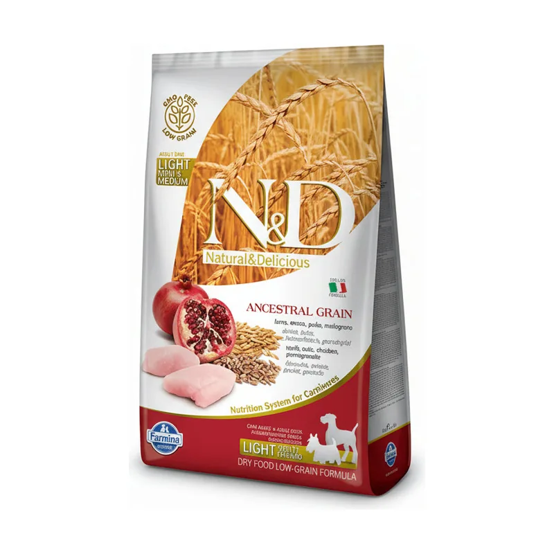 Farmina N&D Ancestral Grain Pollo y Granada Mini Light 2,5Kg