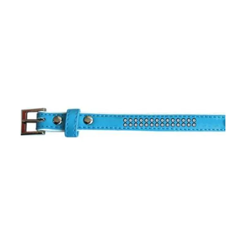 Freedog Collar Polipiel Brillantes Azul 1