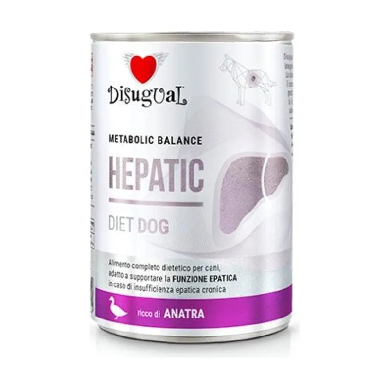 Disugual Diet Dog Hepatic Pato Alimento Húmedo 6 x