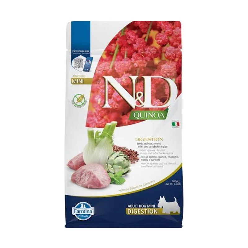 Farmina N&D Quinoa Digestión Alimento Seco para Perros Adultos de Raza Pequeña 800g