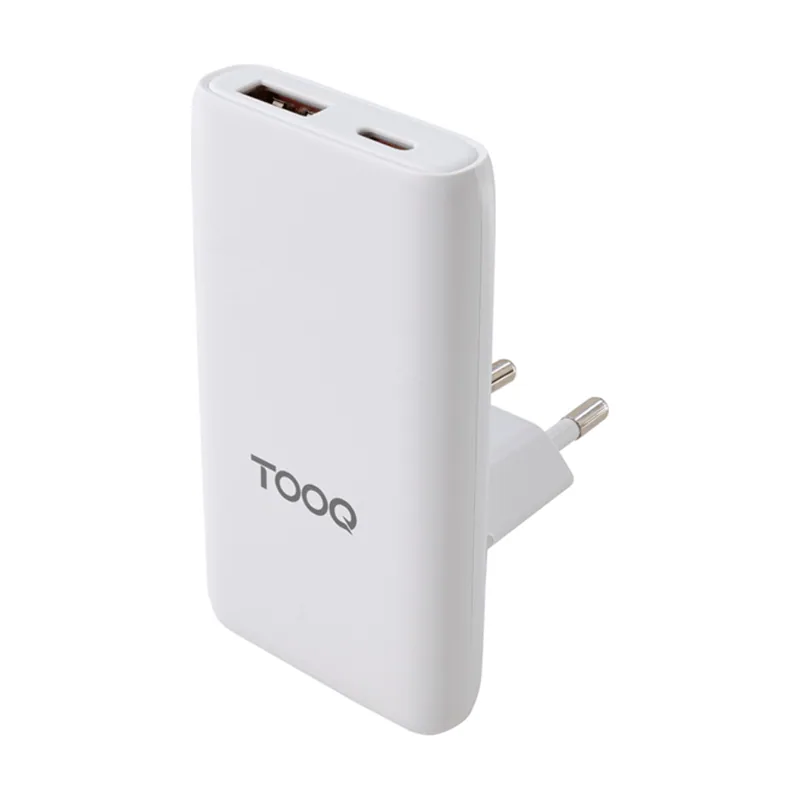 Tooq Cargador pared GAN USB-C/PD + USB-A/QC 65W