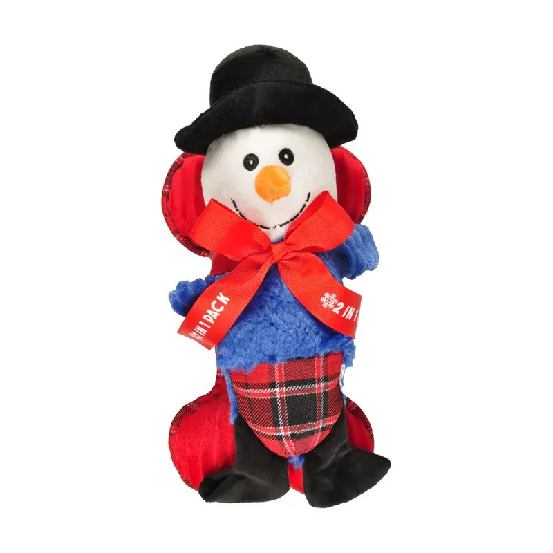Flamingo Navidad Muñeco de Nieve y Hueso de peluche para perros