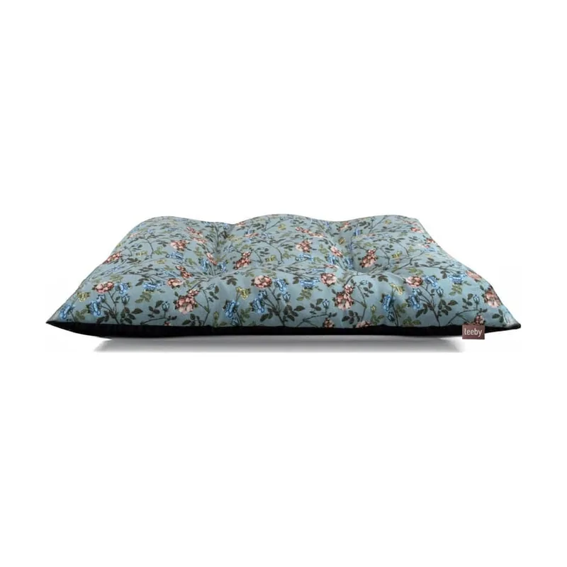 Leeby Cojín Acolchado Turquesa de Flores para perros