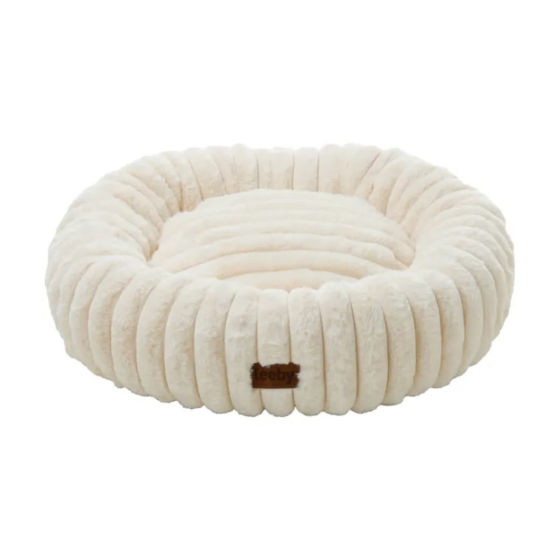 Leeby Sofá Donut Corduroy Crema para gatos