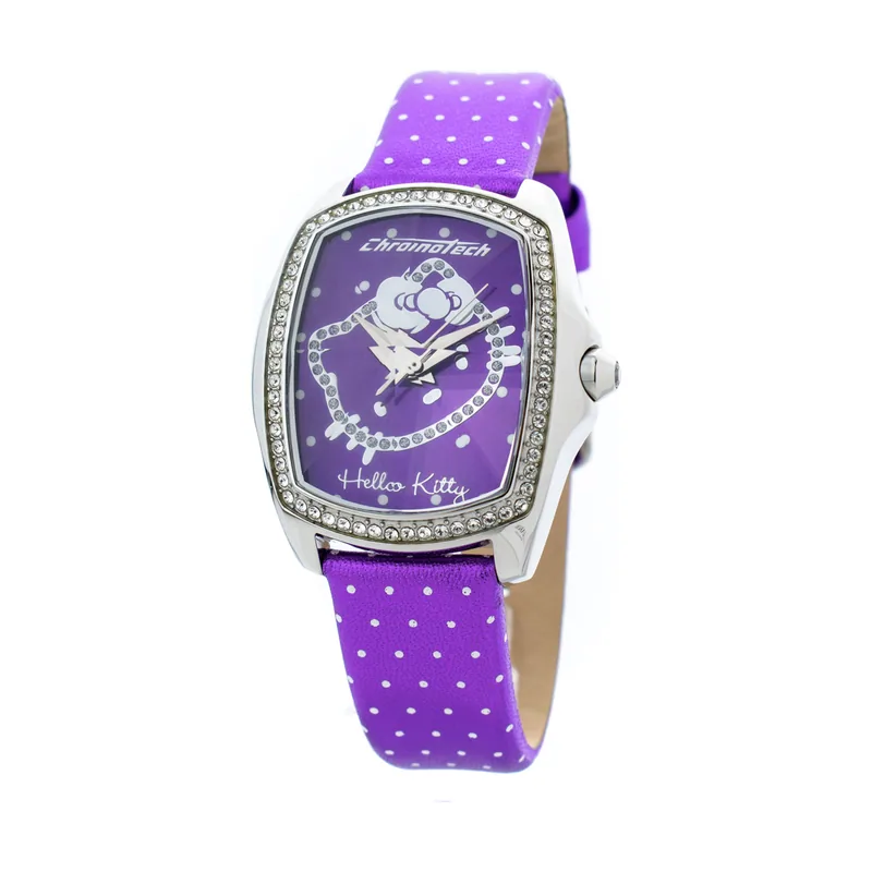 Chronotech Hello Kitty Reloj Análogico-Digital para Mujer de Cuarzo con Correa en Piel S0336104