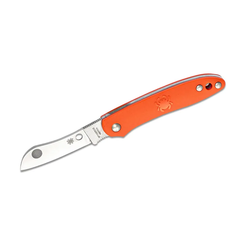 Spyderco STE-C189POR Cuchillo de Caza Roadie con hoja de acero Böhler N690Co de 5,3 cm filo liso y empuñadura de FRN de naranja de 7,5 cm