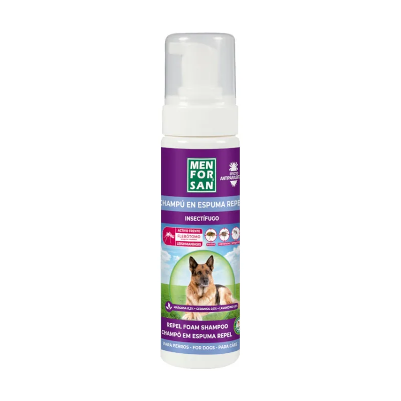 Menforsan Champú anti-insectos en espuma para perros y gatos