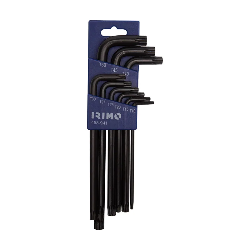 Irimo Juego petaca 9 llaves acodadas pavonadas torx® t10-t50 458-9-h