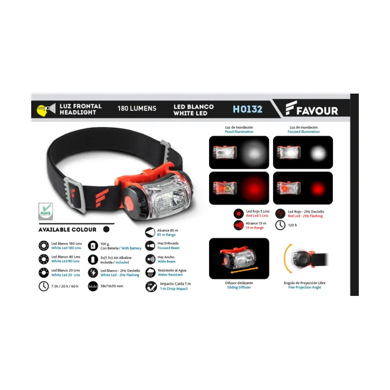 Favour Light Linterna Frontal Favour.180 Lumens