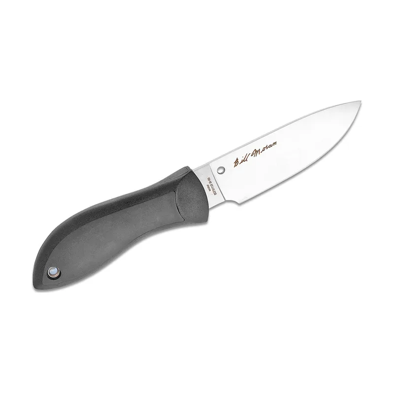Spyderco STE-FB02P Cuchillo de Caza Bill Moran drop point hoja lisa de acero VG-10 de 9,9 cm de largo y mango FRN//Kraton de negro. Incluye funda Boltaron con clip de sujeción G-Clip multiposición