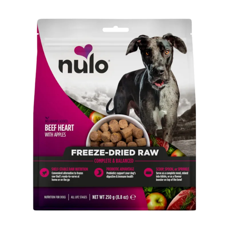 Nulo 250 g Toppers Liofilizado Corazón de Ternera con Manzana alimento liofilizado para perros