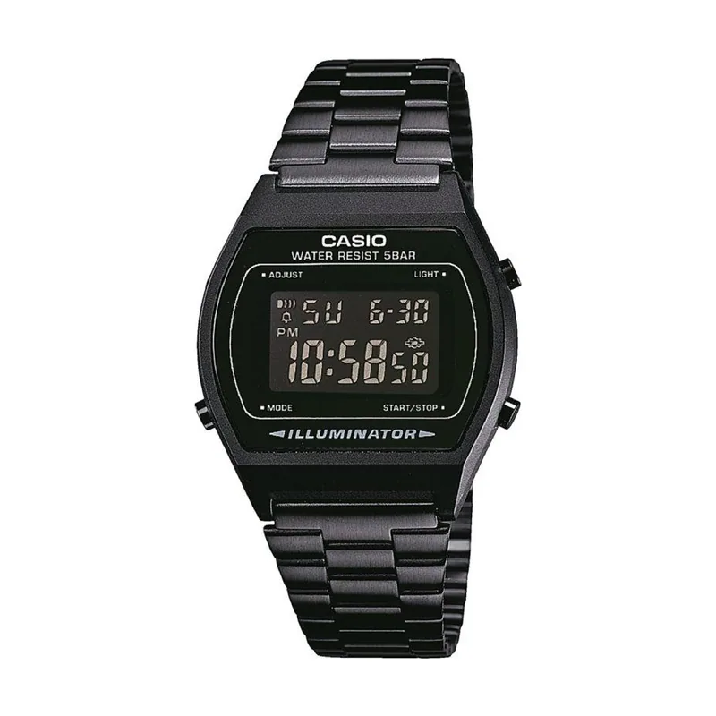 Casio Reloj Cuarzo Unisex 35.00mm con dial Digital LCD y Correa de Pulsera de Metal Negro B640WB-1BEF