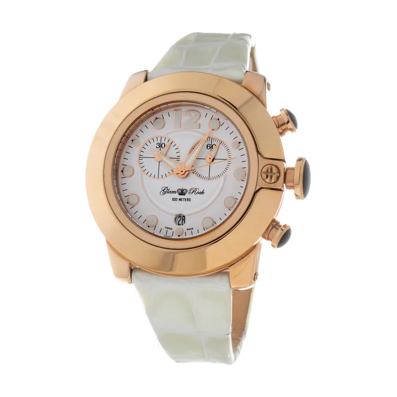 Glam rock Reloj Mujer Analogico Cuarzo Ronda Swiss Made con Correa de Cuero GR32166NC