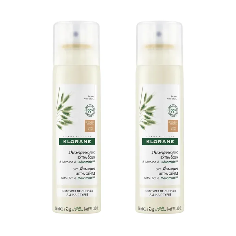 Klorane Duplo Champú Seco Cabello Moreno A La Avena 2x150 Ml