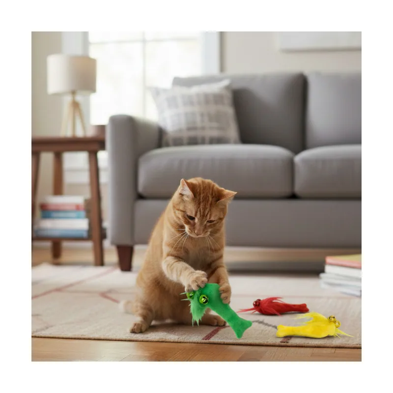 Playology Pack de Peluches con Cascabel de Colores para gatos