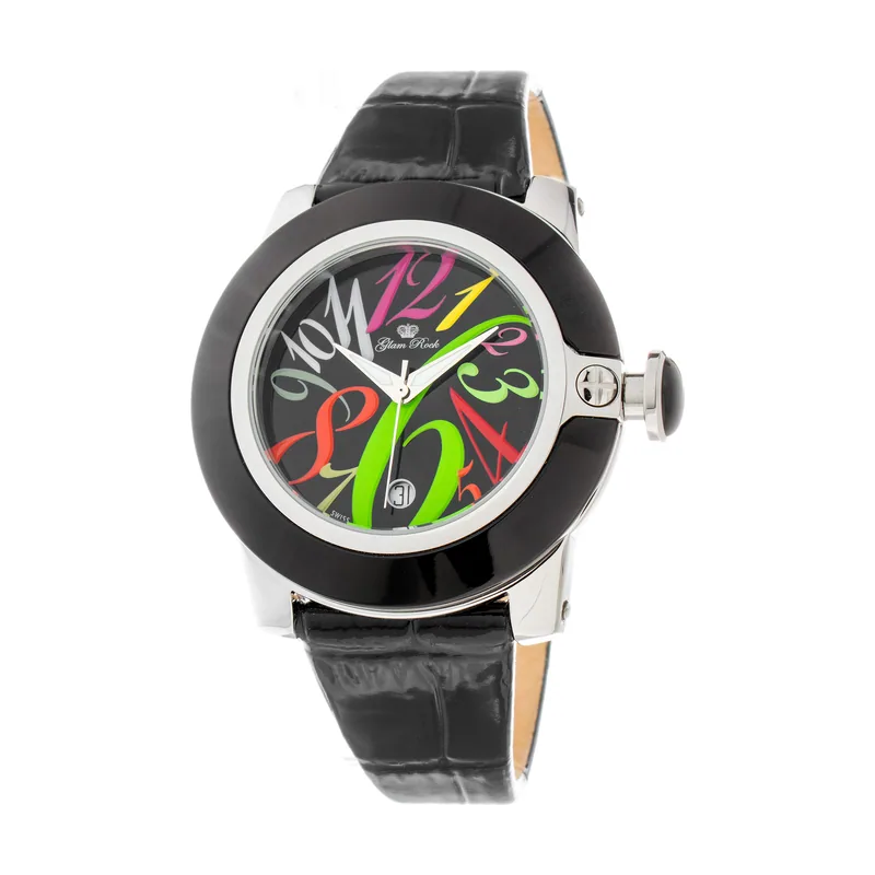 Glam rock Reloj Mujer Analogico Cuarzo Ronda Swiss Made con Correa de Cuero GR32018-BB