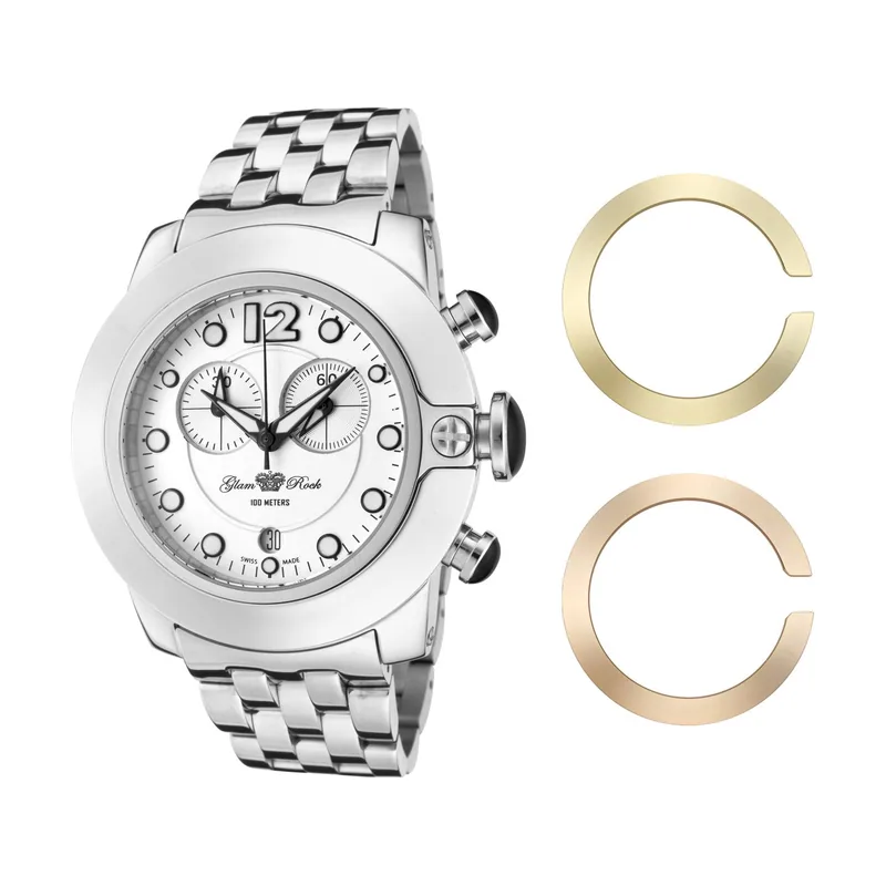 Glam rock Reloj Mujer Analogico Cuarzo Ronda Swiss Made con Correa de Acero GR32154