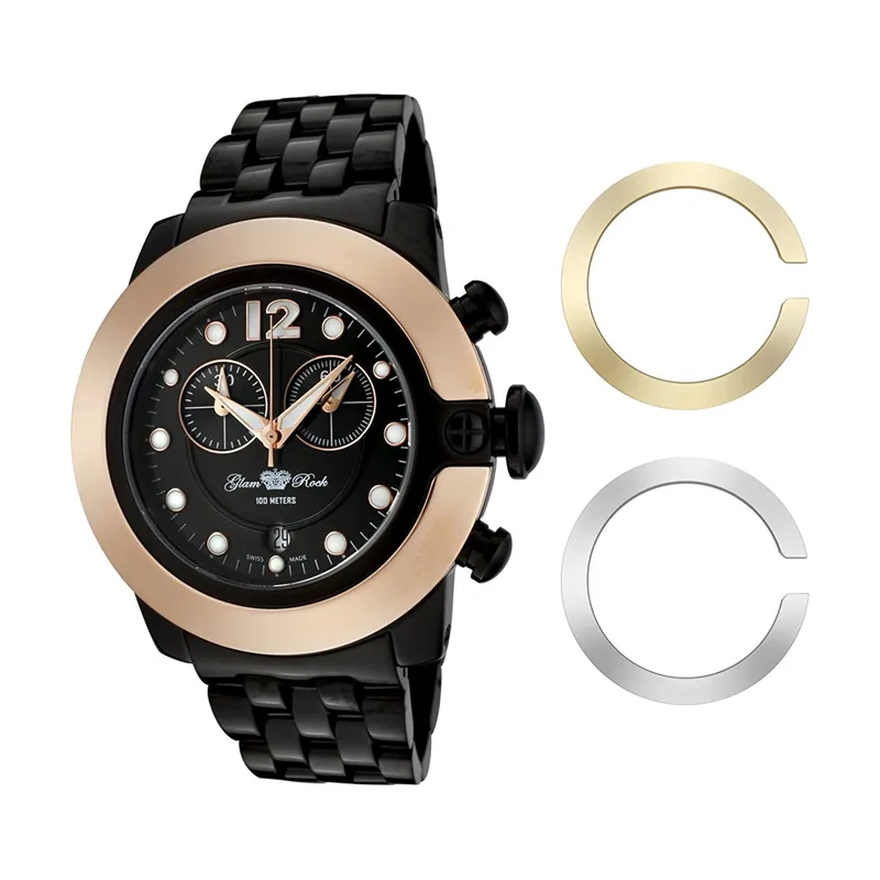 Glam rock Reloj Hombre Analogico Cuarzo Ronda Swiss Made con Correa de Acero GR32183