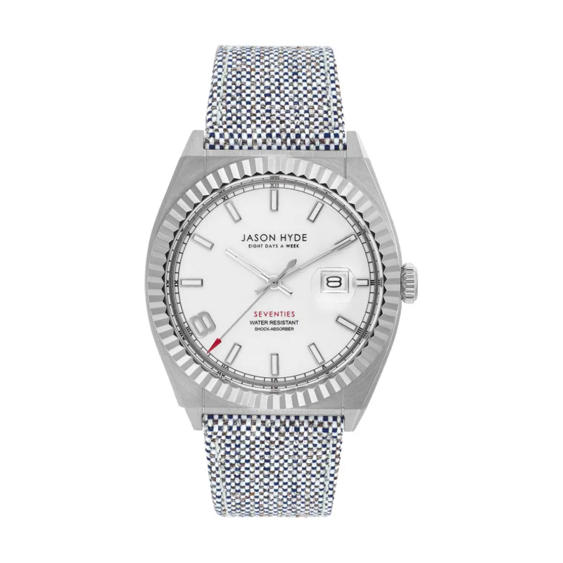 Jason Hyde i Have a Date Reloj para Mujer Analógico de Cuarzo con Brazalete de Ropa JH30000