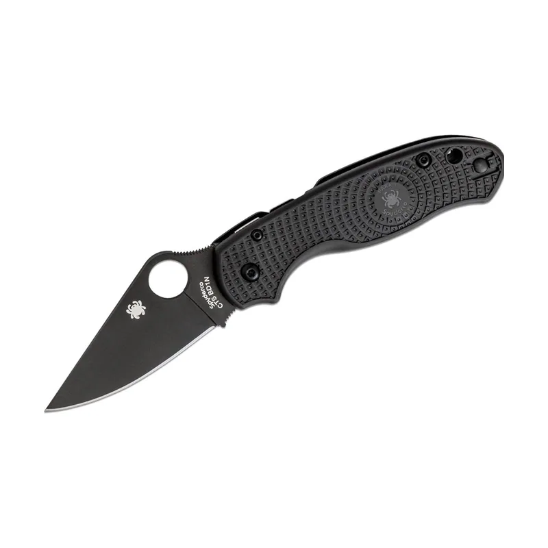 Spyderco STE C223PBBK Cuchillo Táctico Para 3 Lightweight hoja lisa de acero CTS-BD1N de negro de acabado satinado de 7,4 cm de largo y mango FRN negro. Incluye clip de bolsillo ambidiestro