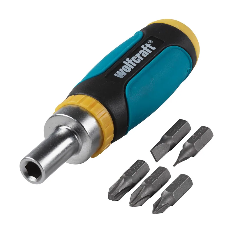 Wolfcraft Miniatornillador manual con función de carraca I 1237000 I Para atornillar y desatornillar rápidamente en cualquier proyecto de bricolaje I Un básico en tu caja