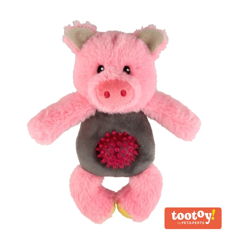 Tootoy! Puppy Multitexture Pink Pig Cuddler peluche para perros